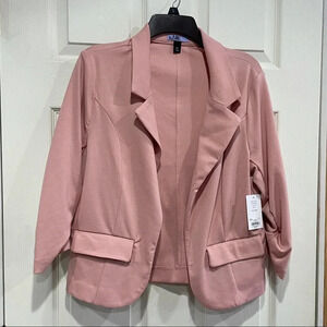Vylette Pink Fitted Blazer Size XL Three Quarter 3/4 Ruched Sleeves NWT
